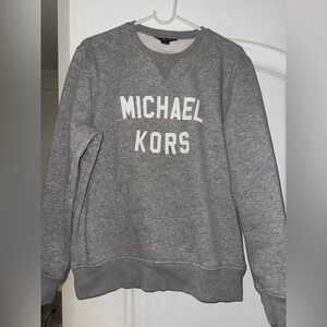 Michael Kors Gray Crewneck Sweater Soft Cotton-Blend medium terry gray